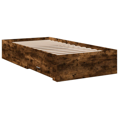 Bed Frame with Storage Smoked Oak 80 x 200 cm Engineered Wood