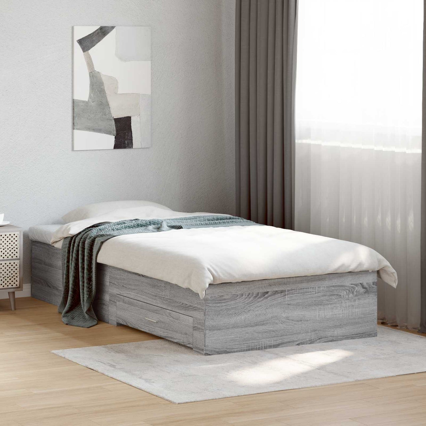 Bed Frame with Storage Grey Sonoma 80 x 200 cm Engineered Wood