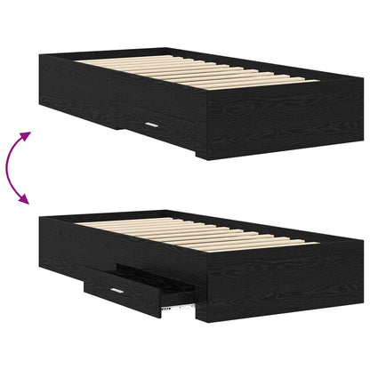 Bed Frame with Storage Black Oak 80 x 200 cm Engineered Wood