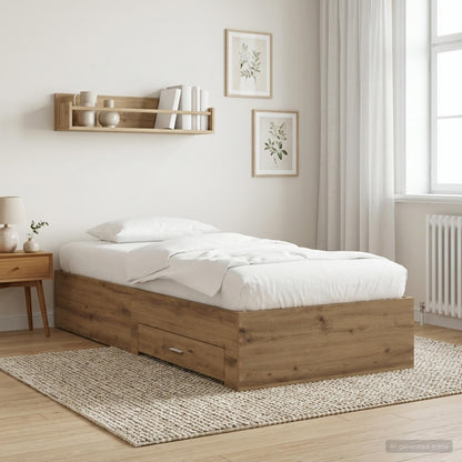 Bed Frame with Drawer with Storage Artisian Oak Engineered Wood
