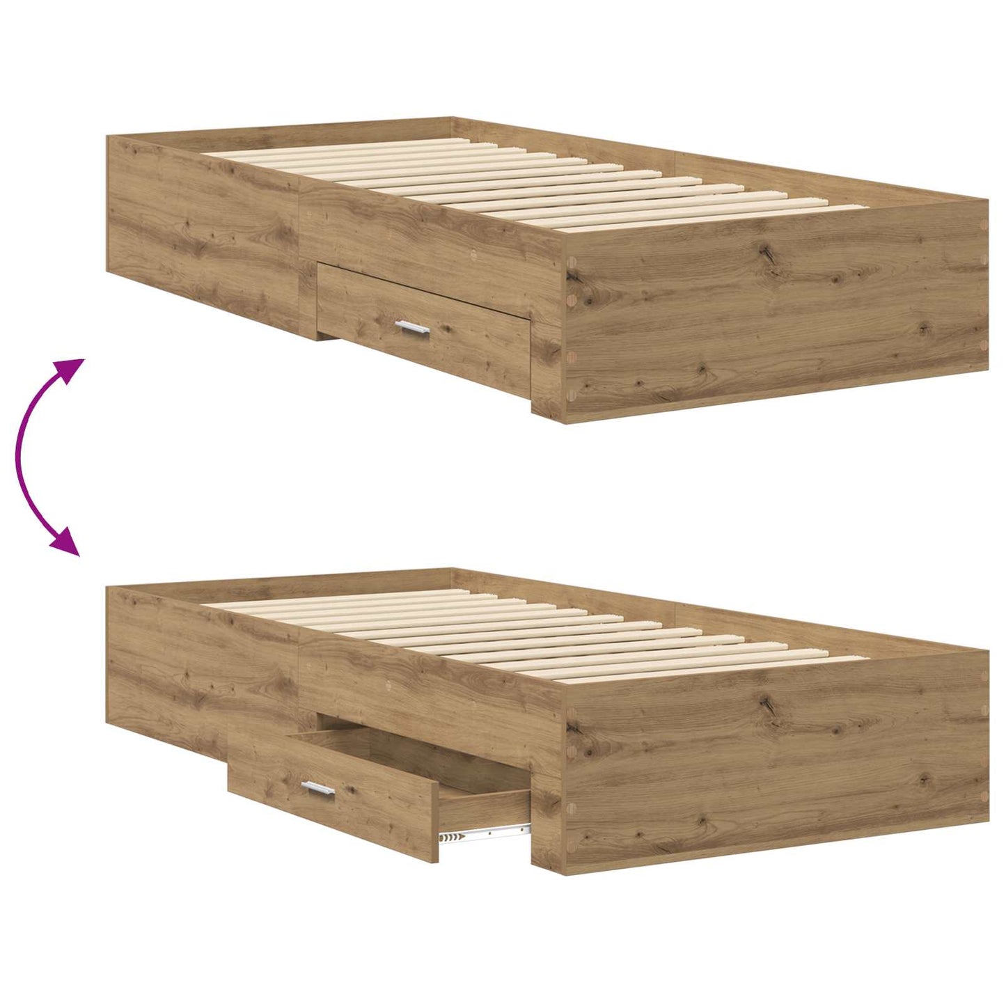 Bed Frame with Storage Artisian Oak 80 x 200 cm Engineered Wood