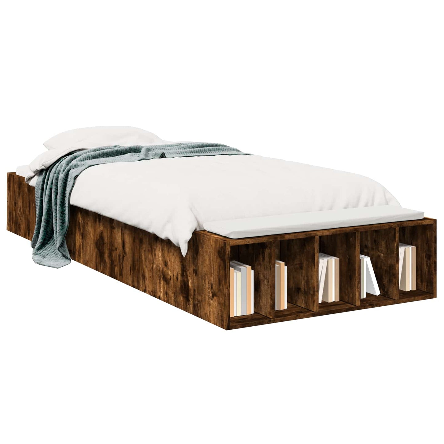 Bed Frame with Storage Smoked Oak 80 x 200 cm Engineered Wood