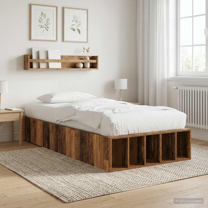 Bed Frame with Storage Old Wood 80 x 200 cm Engineered Wood