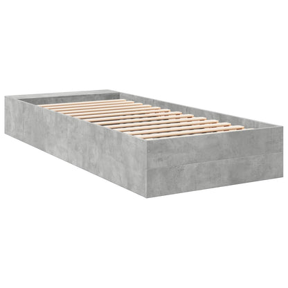 Bed Frame with Storage with Shelf Concrete Grey 80 x 200 cm