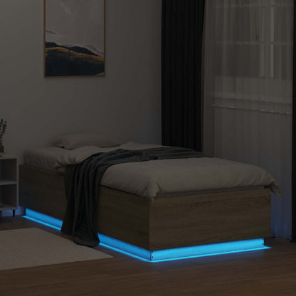 Bed Frame with LED Sonoma Oak 80 x 200 cm Engineered Wood