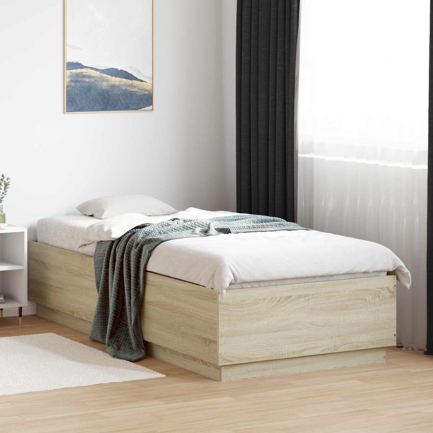 Bed Frame with LED Sonoma Oak 80 x 200 cm Engineered Wood