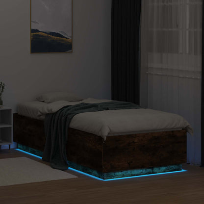 Bed Frame with LED Smoked Oak 80 x 200 cm Engineered Wood