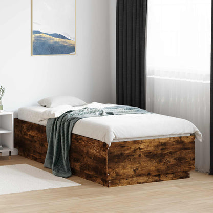 Bed Frame with LED Smoked Oak 80 x 200 cm Engineered Wood