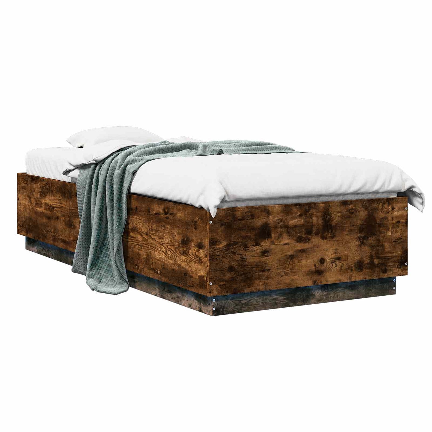 Bed Frame with LED Smoked Oak 80 x 200 cm Engineered Wood