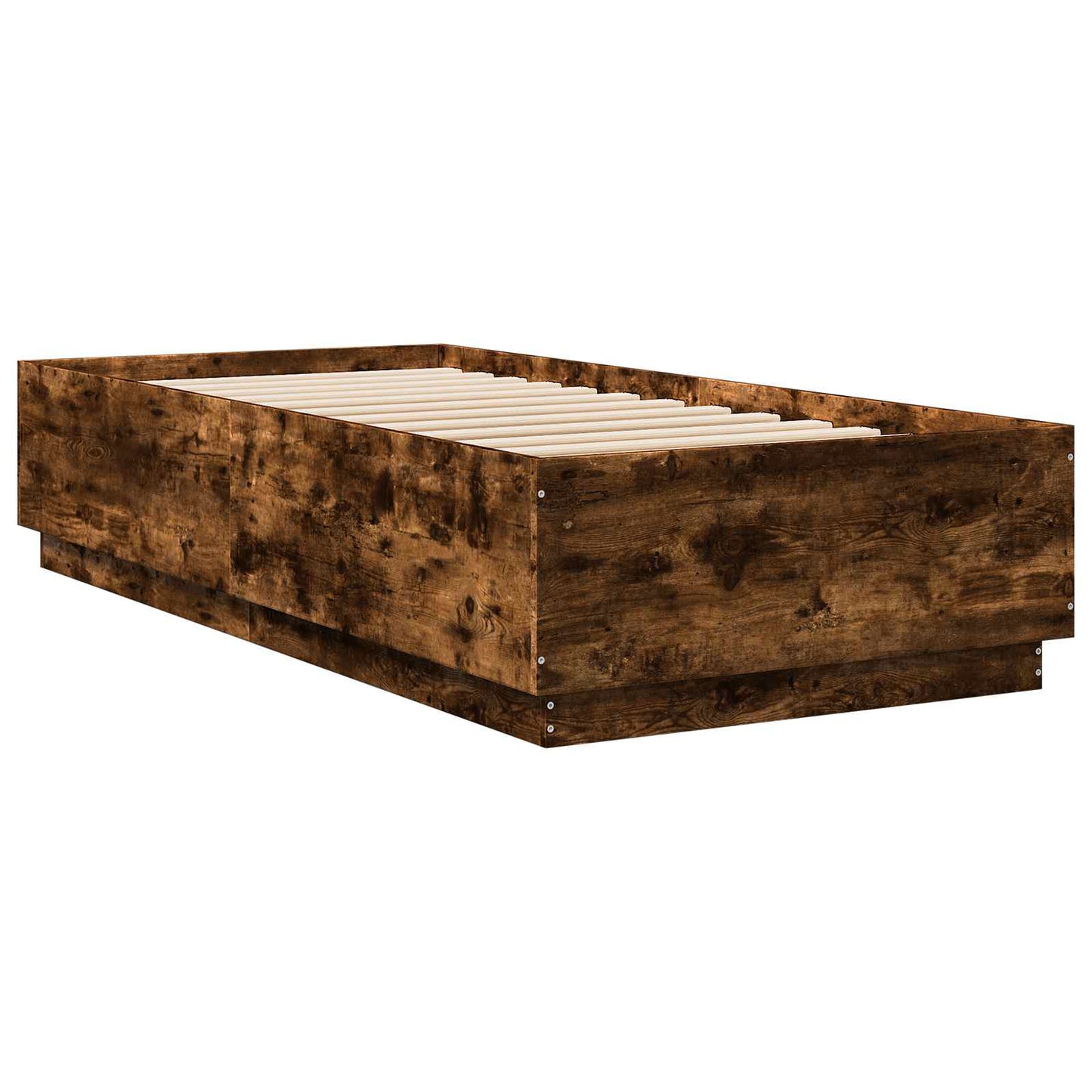 Bed Frame with LED Smoked Oak 80 x 200 cm Engineered Wood
