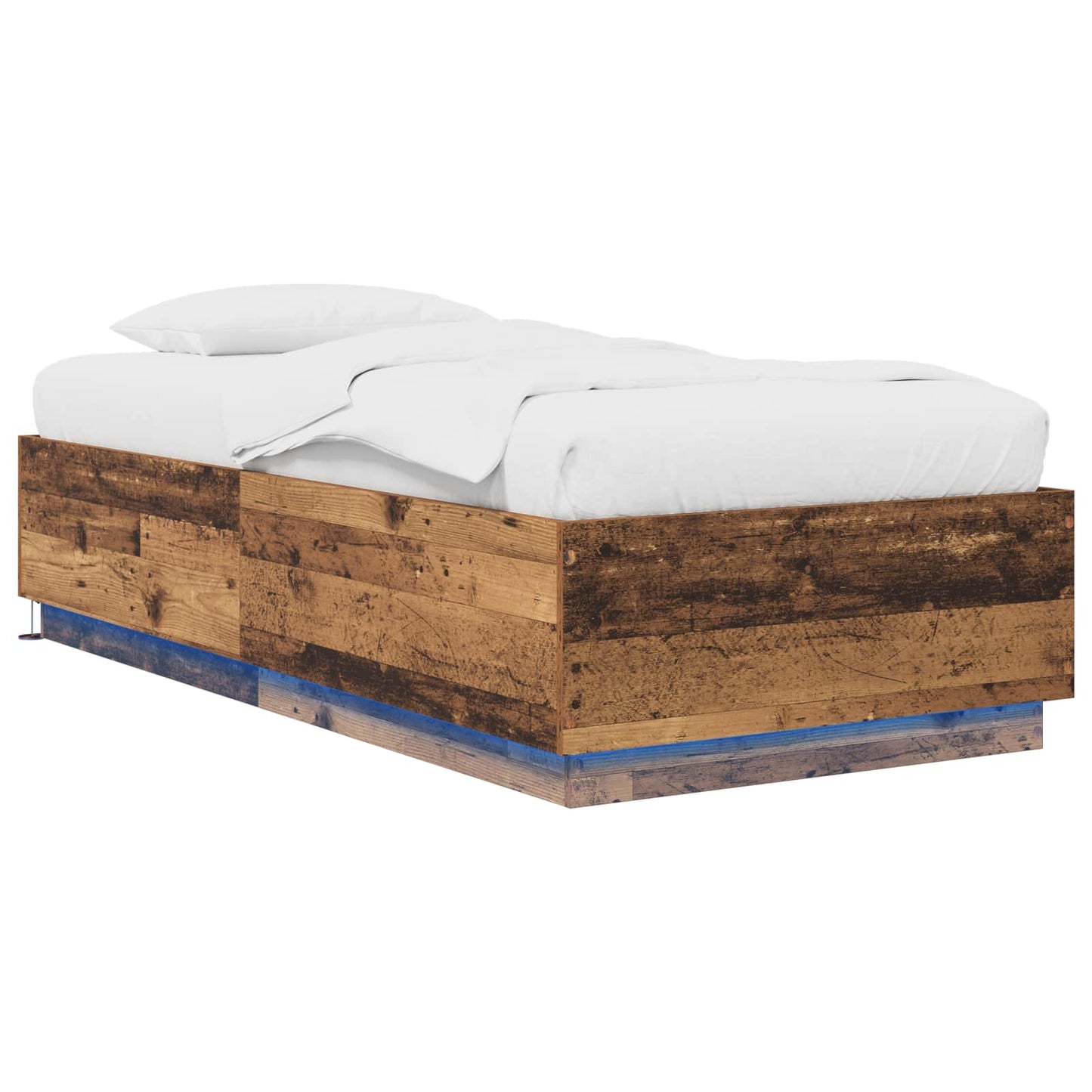 Bed Frame with LED Old Wood 80 x 200 cm Engineered Wood