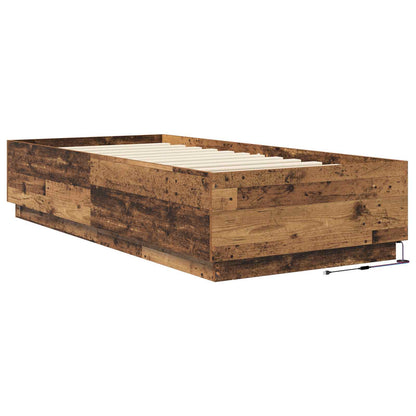 Bed Frame with LED Old Wood 80 x 200 cm Engineered Wood
