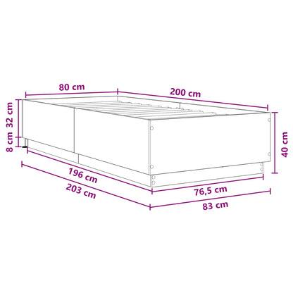 Bed Frame with LED Old Wood 80 x 200 cm Engineered Wood