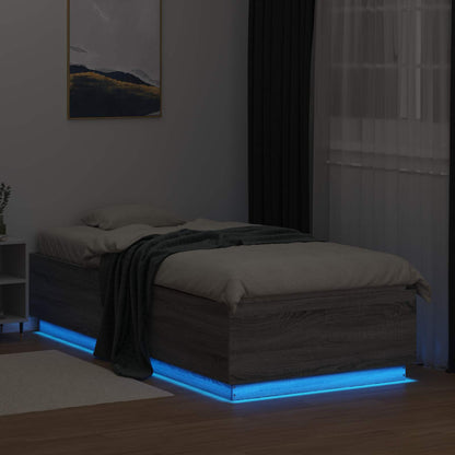Bed Frame with LED Grey Sonoma 80 x 200 cm Engineered Wood