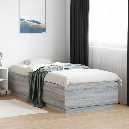 Bed Frame with LED Grey Sonoma 80 x 200 cm Engineered Wood