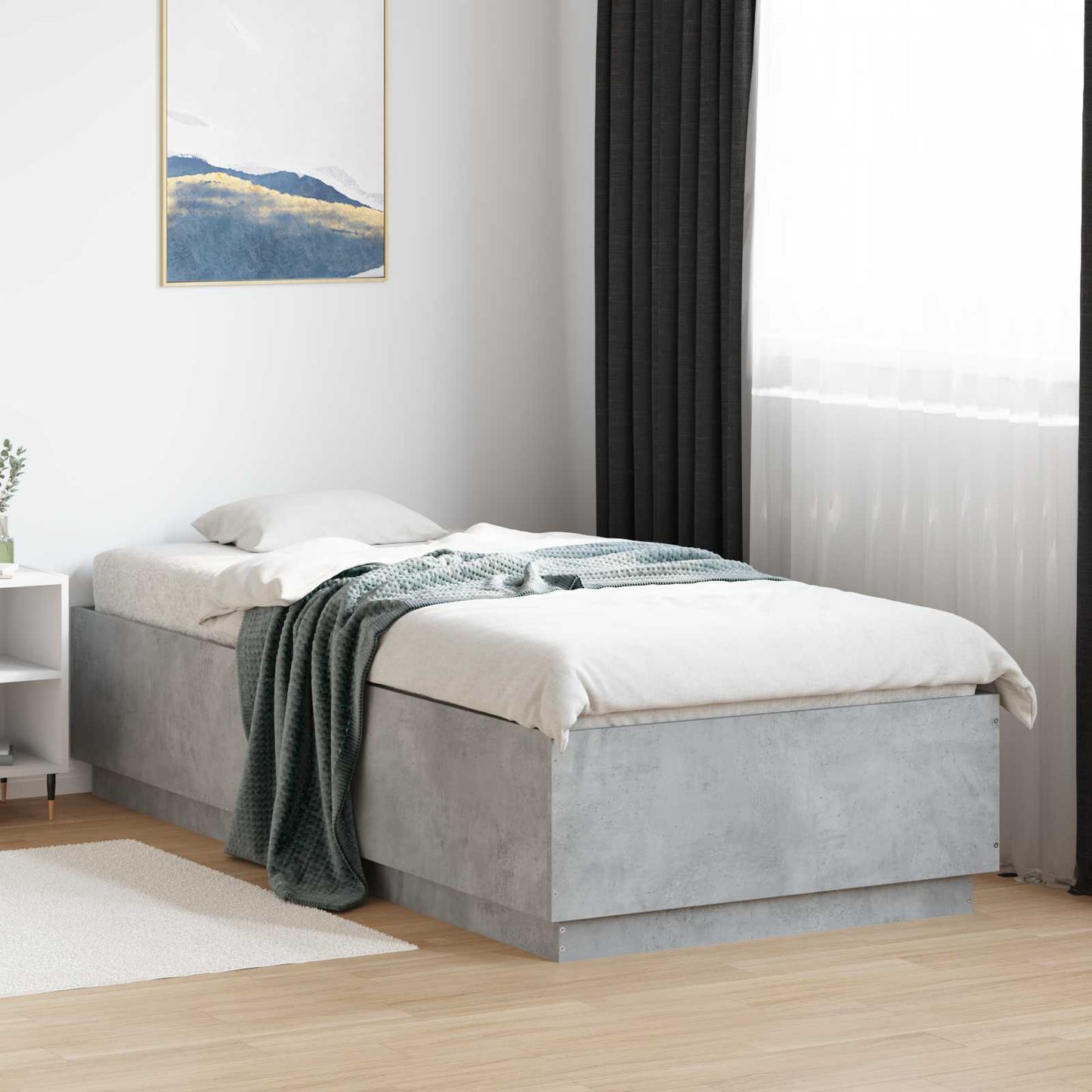 Bed Frame with LED Concrete Grey 80 x 200 cm Engineered Wood