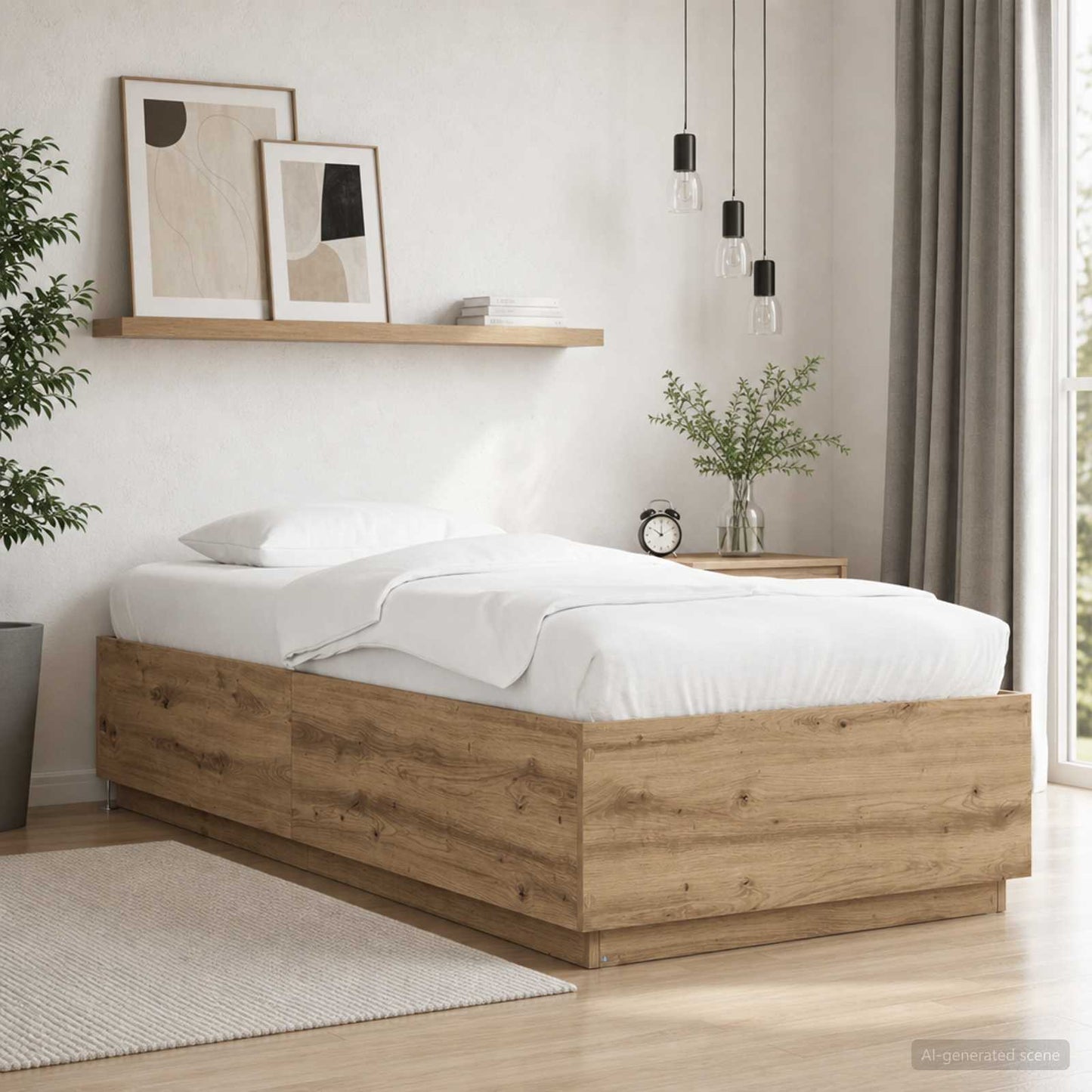Bed Frame with LED Artisian Oak 80 x 200 cm Engineered Wood