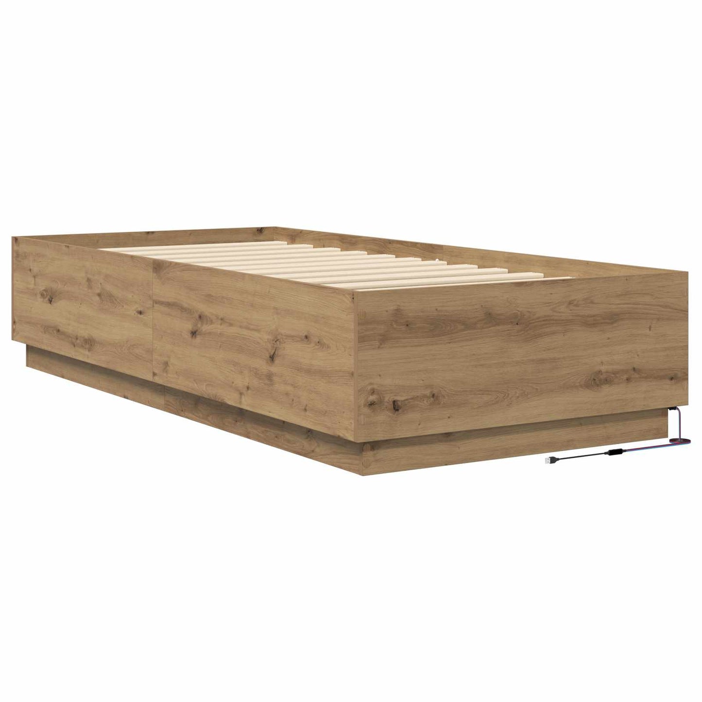 Bed Frame with LED Artisian Oak 80 x 200 cm Engineered Wood