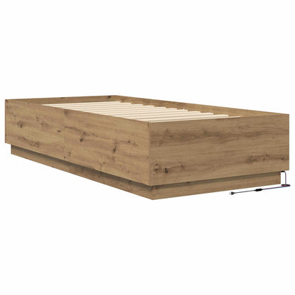 Bed Frame with LED Artisian Oak 80 x 200 cm Engineered Wood