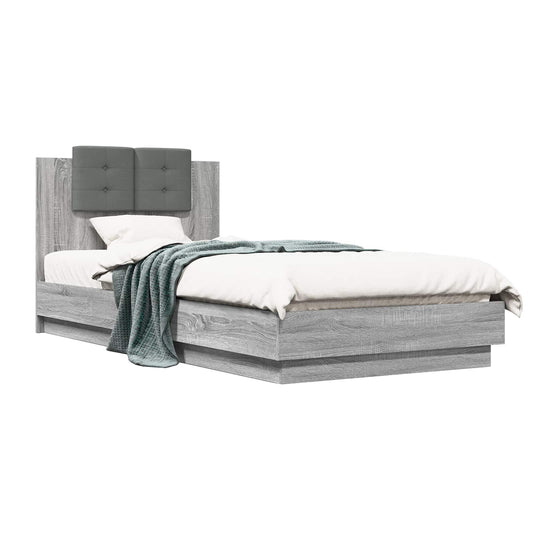 Bed Frame with Headboard with Headboard Grey Sonoma 80 x 200 cm