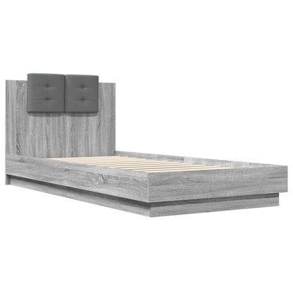 Bed Frame with Headboard with Headboard Grey Sonoma 80 x 200 cm
