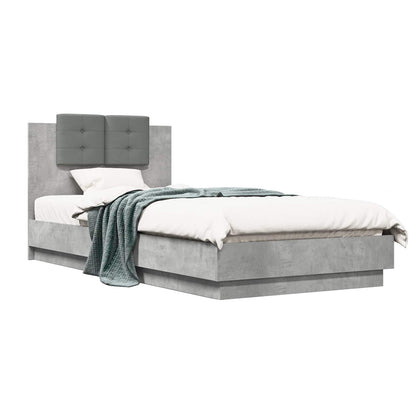 Bed Frame with Headboard Concrete Grey 80 x 200 cm