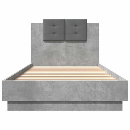 Bed Frame with Headboard Concrete Grey 80 x 200 cm