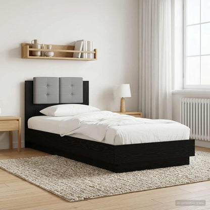 Bed Frame with Headboard Black Oak 80 x 200 cm Engineered Wood
