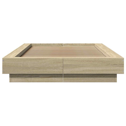 Bed Frame with LED Sonoma Oak 80 x 200 cm Engineered Wood