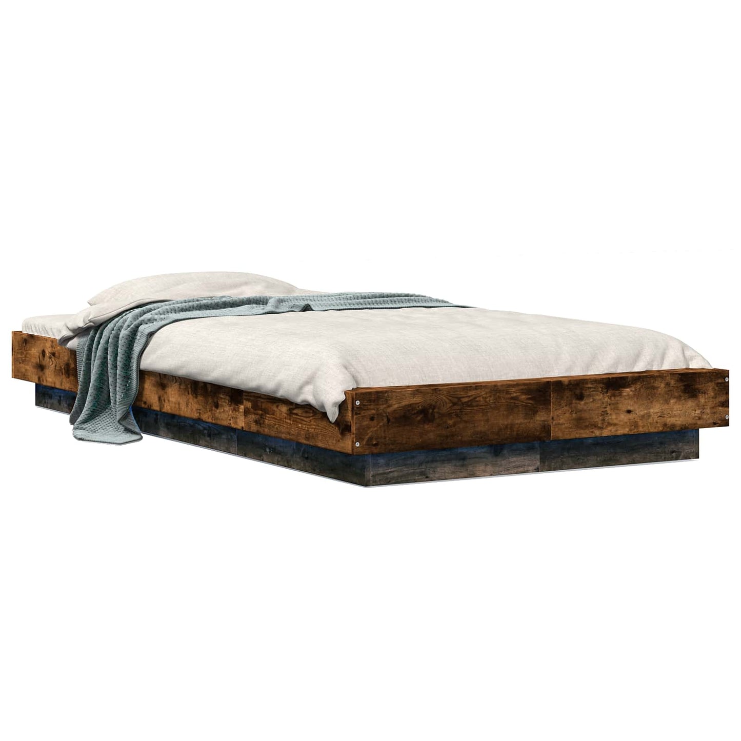 Bed Frame with LED Smoked Oak 80 x 200 cm Engineered Wood