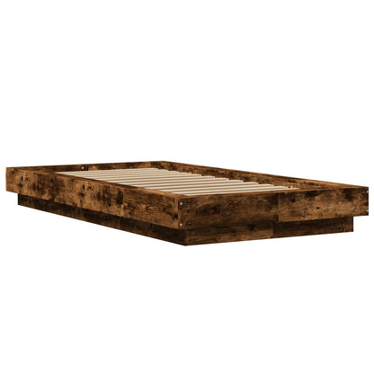 Bed Frame with LED Smoked Oak 80 x 200 cm Engineered Wood