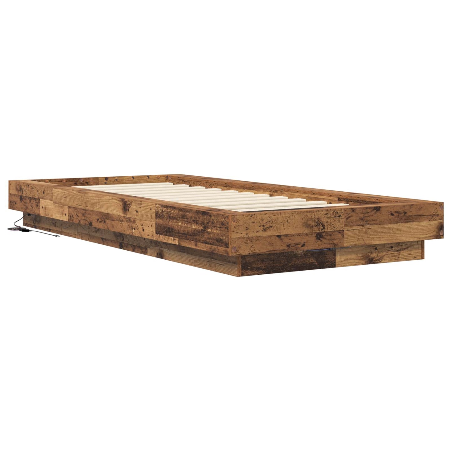 Bed Frame with LED Old Wood 80 x 200 cm Engineered Wood