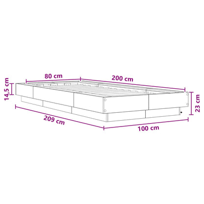 Bed Frame with LED Old Wood 80 x 200 cm Engineered Wood