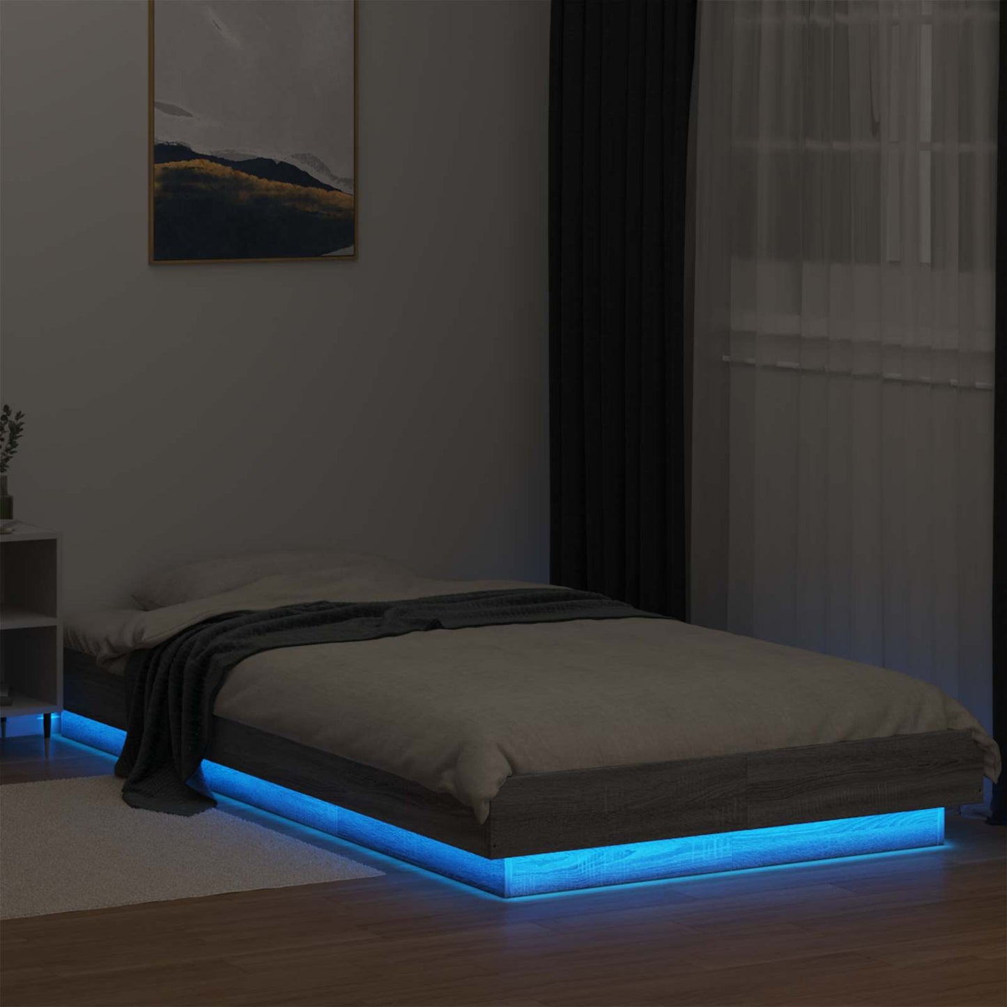 Bed Frame with LED Grey Sonoma 80 x 200 cm Engineered Wood