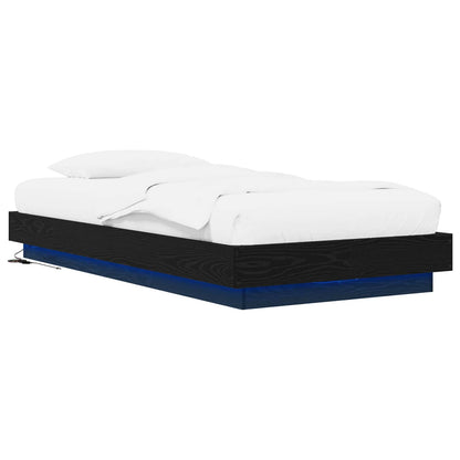 Bed Frame with LED Black Oak 80 x 200 cm Engineered Wood