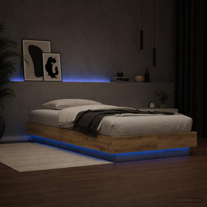 Bed Frame with LED Artisian Oak 80 x 200 cm Engineered Wood