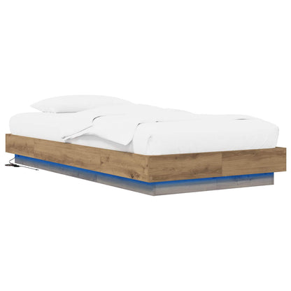 Bed Frame with LED Artisian Oak 80 x 200 cm Engineered Wood