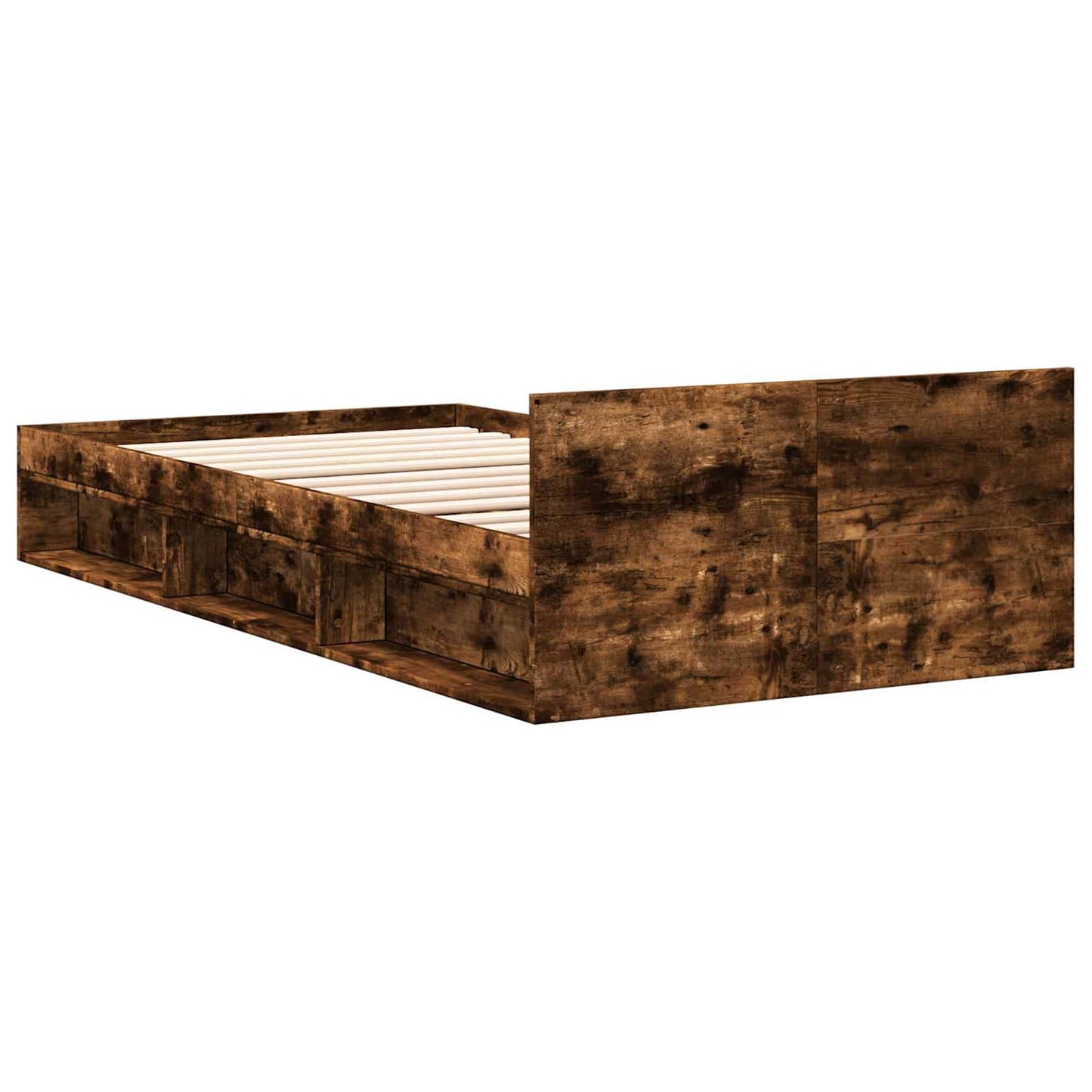 Bed Frame with Storage Smoked Oak 80 x 200 cm Engineered Wood