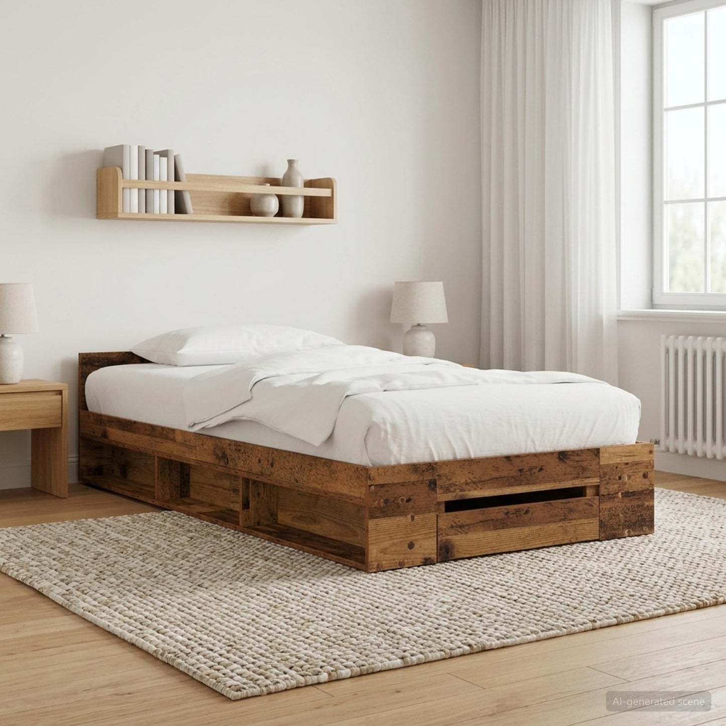 Bed Frame with Storage Old Wood 80 x 200 cm Engineered Wood