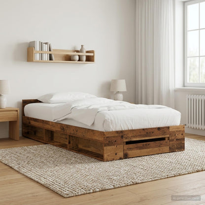 Bed Frame with Storage Old Wood 80 x 200 cm Engineered Wood