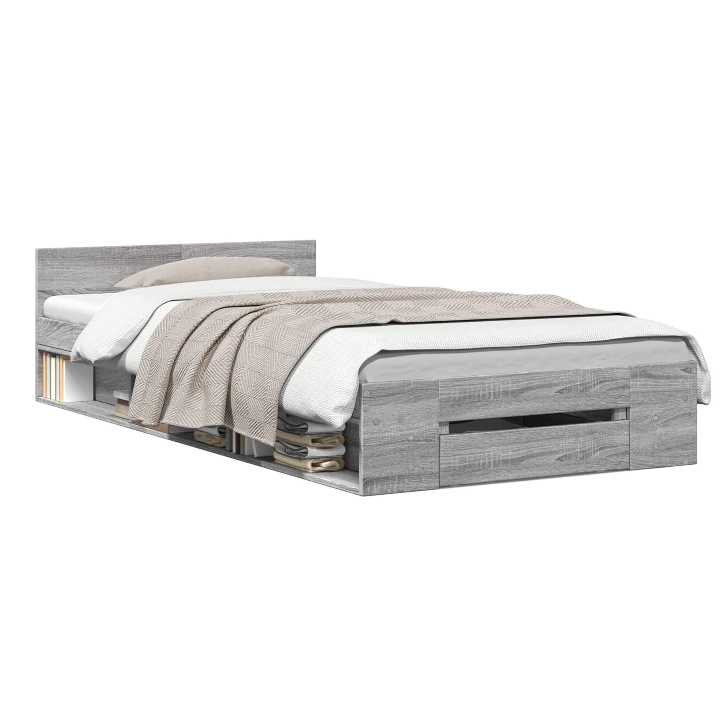 Bed Frame with Storage Grey Sonoma 80 x 200 cm Engineered Wood