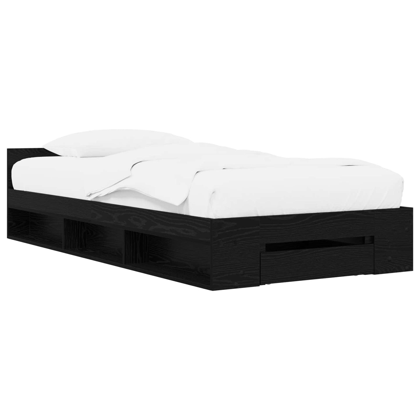 Bed Frame with Storage Black Oak 80 x 200 cm Engineered Wood
