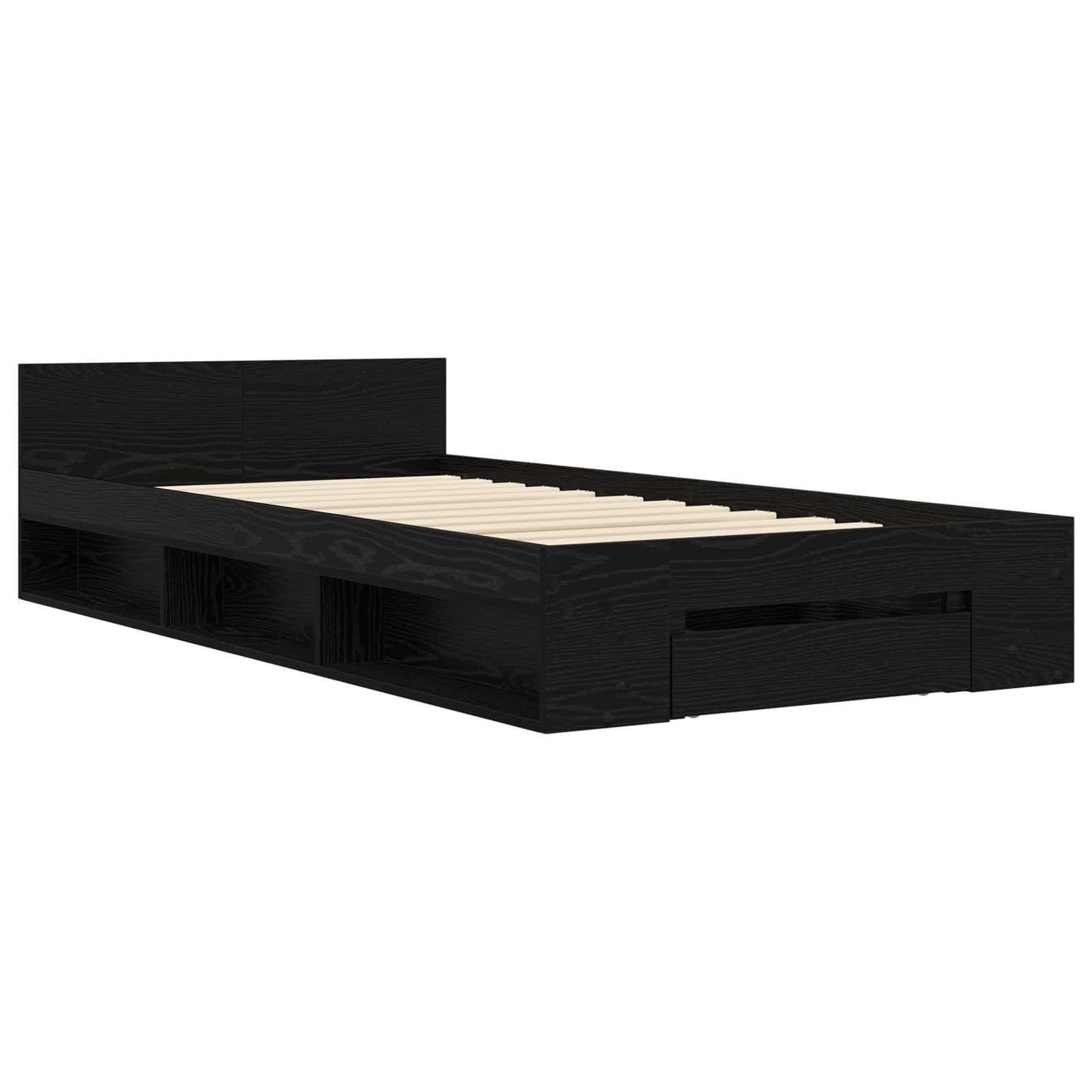 Bed Frame with Storage Black Oak 80 x 200 cm Engineered Wood