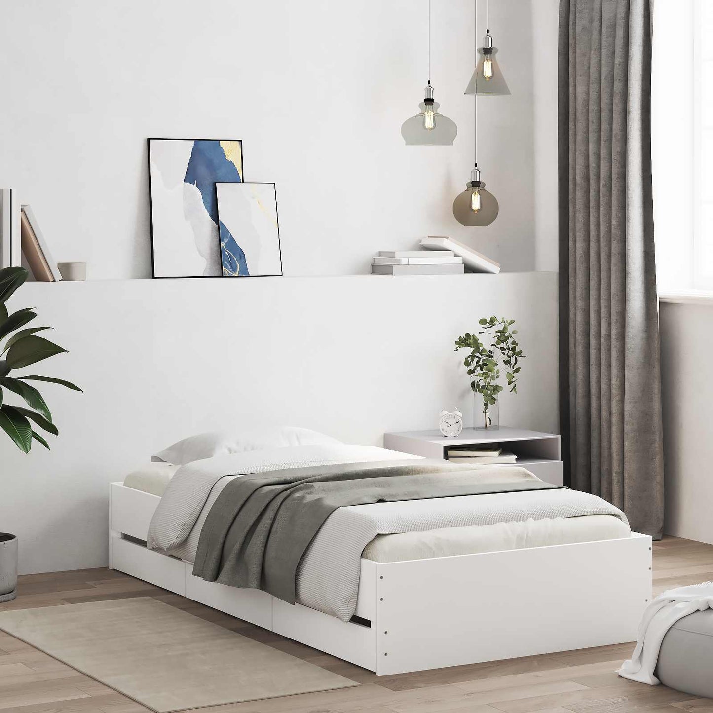 Bed Frame with Storage White 80 x 200 cm Engineered Wood