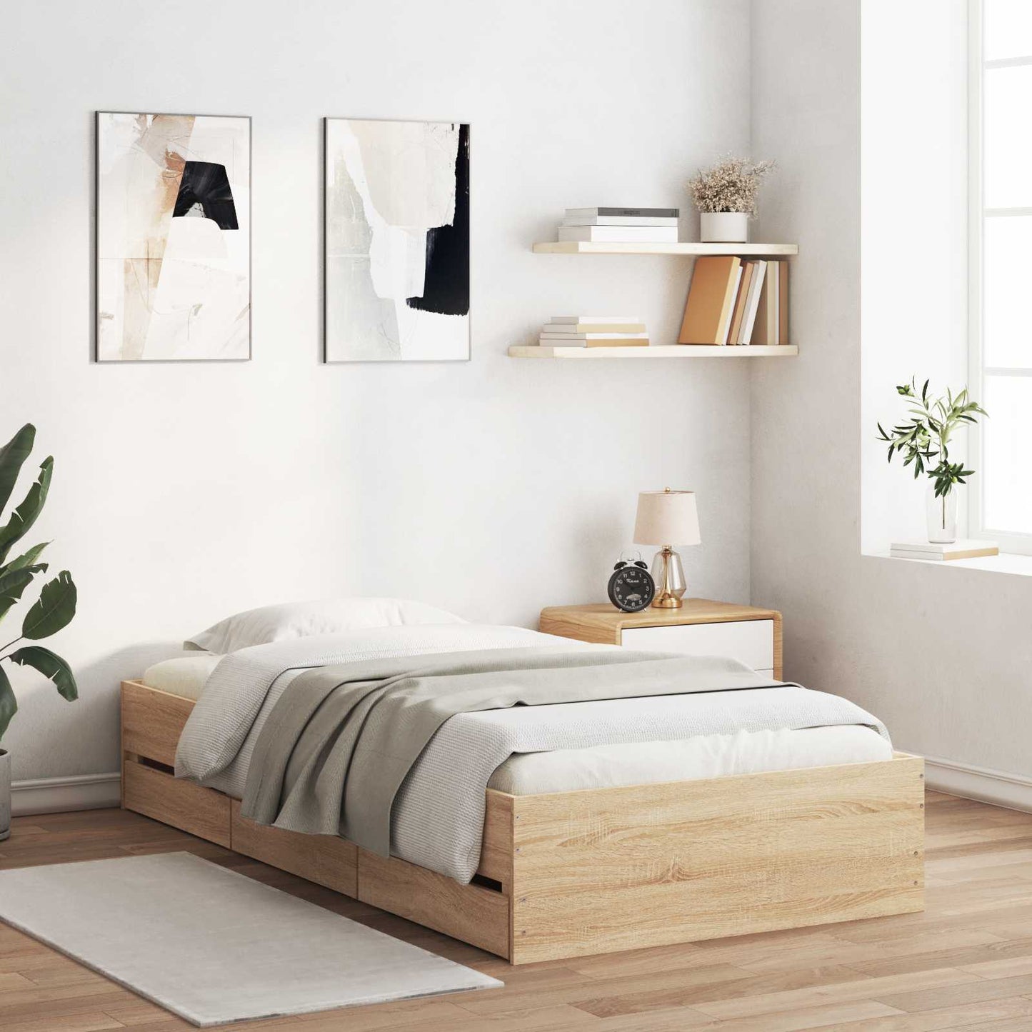 Bed Frame with Storage Sonoma Oak 80 x 200 cm Engineered Wood