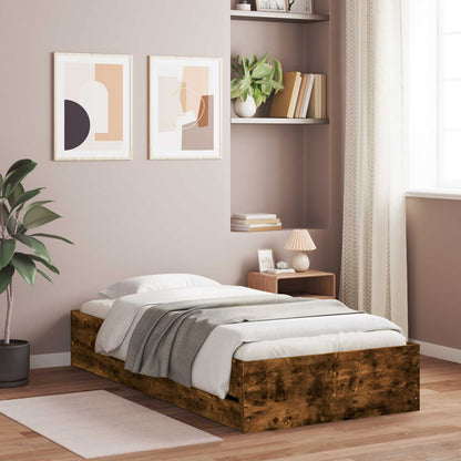 Bed Frame with Storage Smoked Oak 80 x 200 cm Engineered Wood