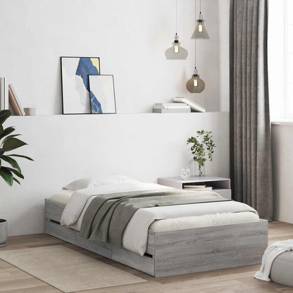 Bed Frame with Storage with Drawer Concrete Grey 80 x 200 cm