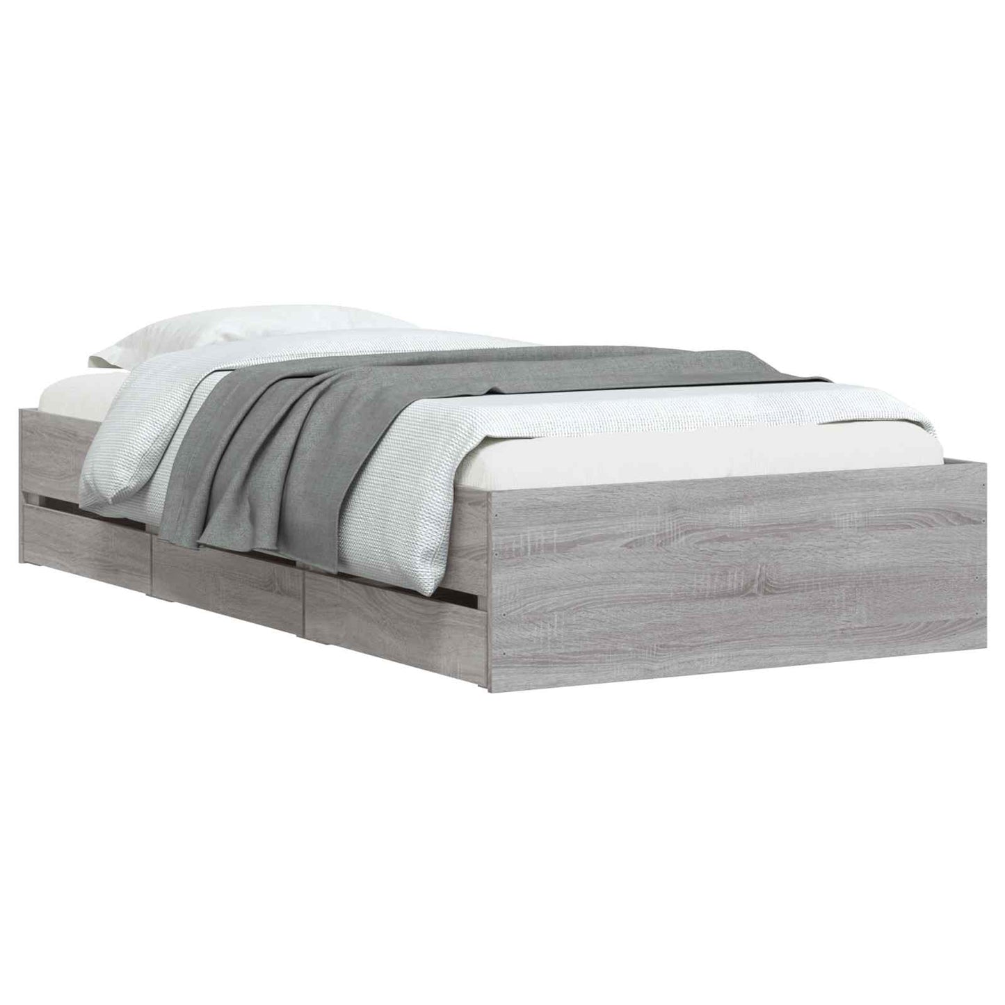 Bed Frame with Storage with Drawer Concrete Grey 80 x 200 cm