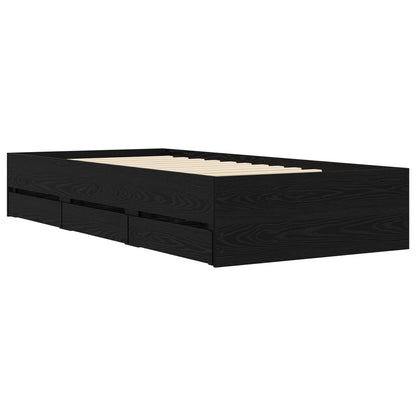 Bed Frame with Storage Black Oak 80 x 200 cm Engineered Wood