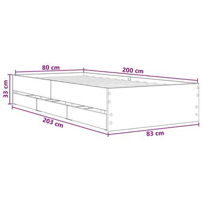 Bed Frame with Storage Artisian Oak 80 x 200 cm Engineered Wood